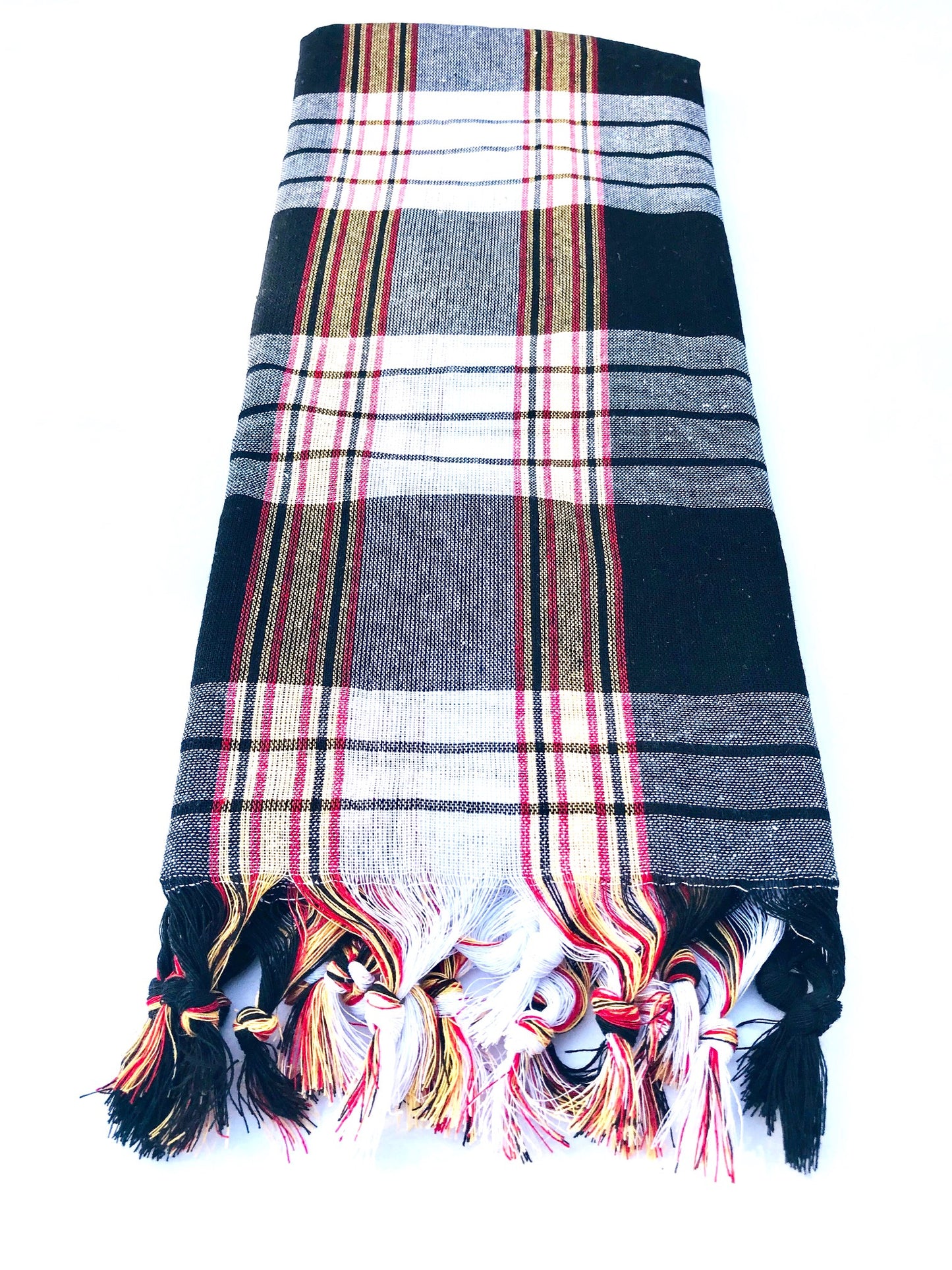 Authentic Turkish Towel Wrap-Tartan (Black)