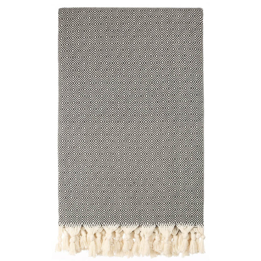 Diamond Weave Throw (Hand loomed)-Black