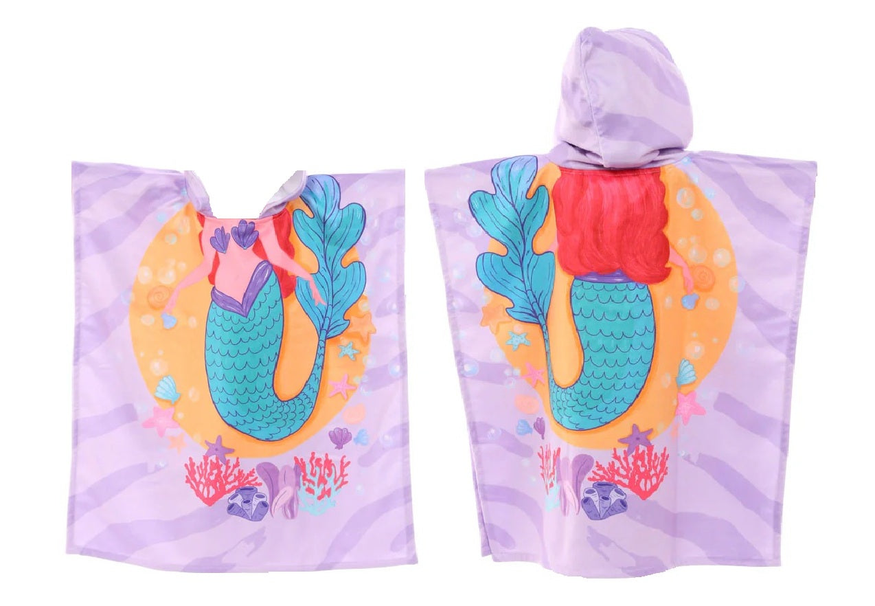Kids Towel Poncho-Enchanting Mermaid